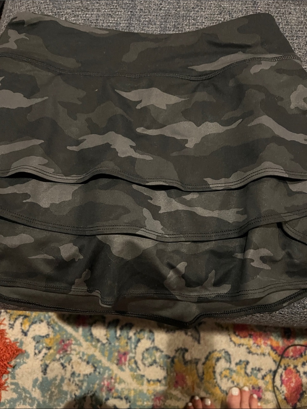 Athleta Girl Black & Gray Camo Skirted Active Skort
